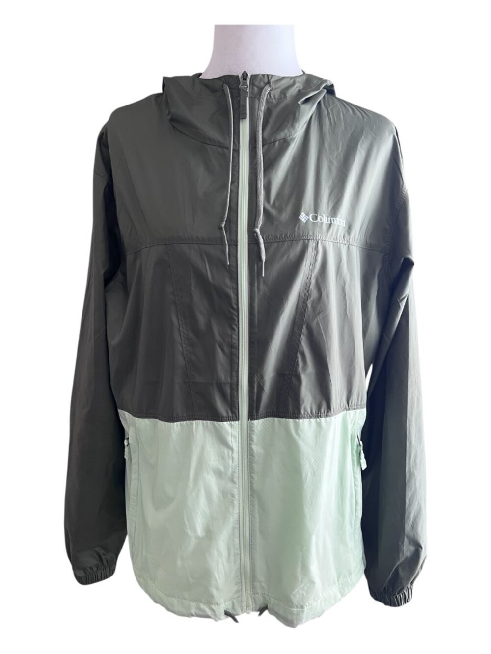 Columbia Women's Flash Forward Windbreaker Jacket Dark/Light Green - Size Medium